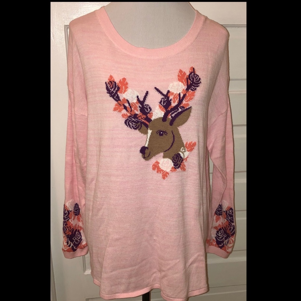 Pink Deer Pattern Sweater - Picture 2 of 11